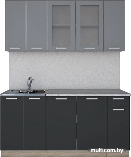 Кухня Интерлиния Мила 17-60 (антрацит/серебро)