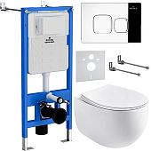 Унитаз подвесной Roxen Egg в комплекте с инсталляцией StounFix Slim 6 в 1 964100 (кнопка: хром глянец)