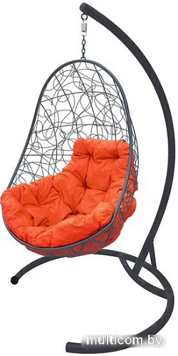 Подвесное кресло M-Group Овал 11140307 (серый ротанг/оранжевая подушка)