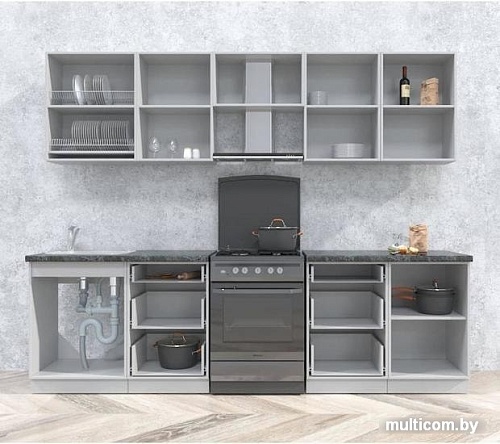 Кухня Интерлиния Мила Матте 2.7 Б (белый/мята/опал светлый)