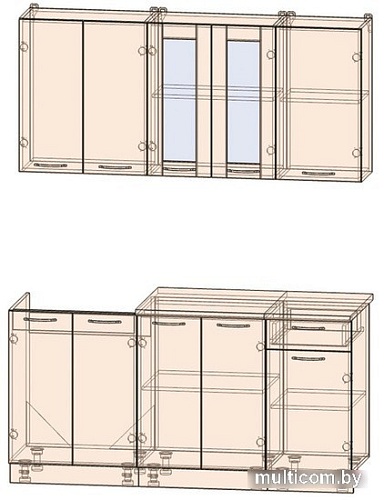 Готовая кухня Интерлиния Мила 16-60 (бетон-антрацит-травертин)