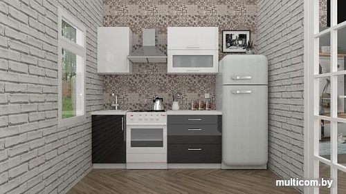 Кухня ВерсоМебель ВерсоЛайн 8-1.3 (белый 001/черный 020)
