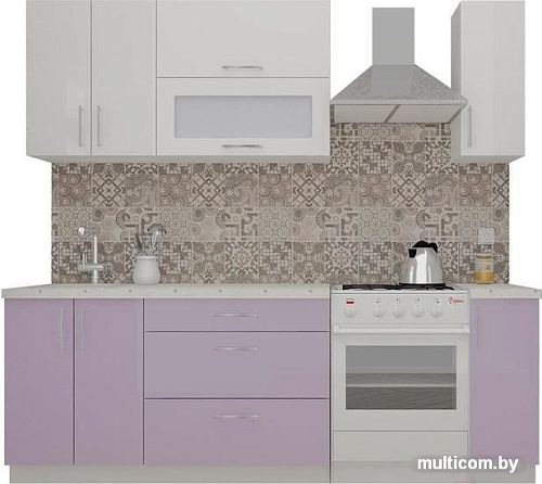 Кухня ВерсоМебель ВерсоЛайн 4-1.7 (белый 001/вереск 010)