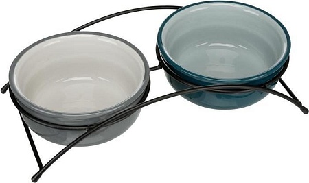 Миски на подставке Trixie 24535 (серый/бирюзовый)