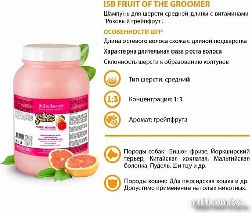 Шампунь Iv San Bernard Fruit Of The Groomer Pink Grapefruit Shampoo (3.25 л)