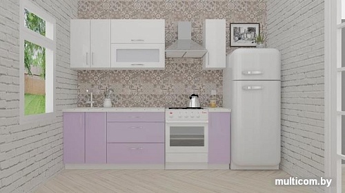 Кухня ВерсоМебель ВерсоЛайн 4-1.7 (белый 001/вереск 010)