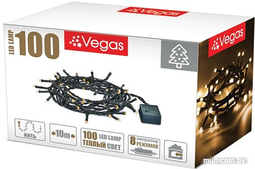 Гирлянда Vegas Нить 55062 100 LED (белый теплый)