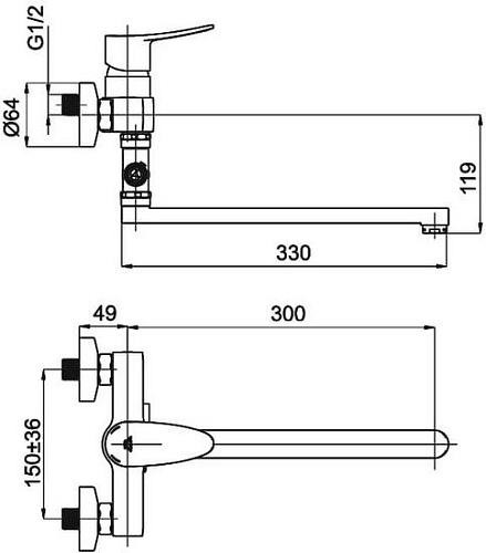 Смеситель Rubineta Static-12/C