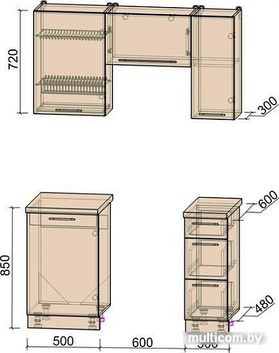 Кухня Интерлиния Мила Пластик 1.4 А (черный глянец/белый глянец/опал светлый)