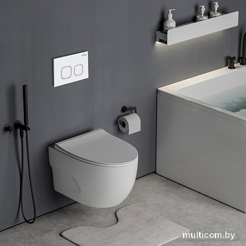 Унитаз подвесной Roxen Porto в комплекте с инсталляцией StounFix Slim 6 в 1 538465 (кнопка: белый глянец)