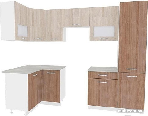 Угловая кухня ВерсоМебель Эко-6 1.2x2.7 правая (ясень шимо светлый/ясень шимо темный)