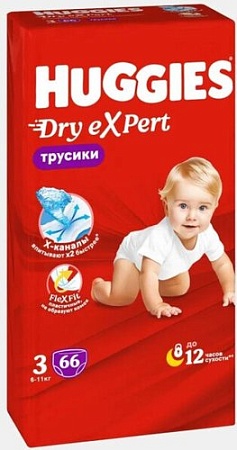 Трусики-подгузники Huggies Dry Expert Mega 3 (66 шт)