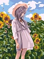 Картина по номерам ФРЕЯ Аниме-девочка в подсолнухах PNB/PM-110