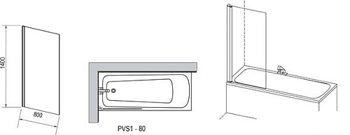 Шторка Ravak Pivot PVS1 80 (серебристый/прозрачное)