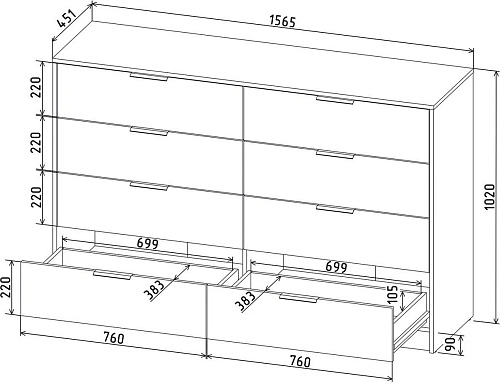 Комод Интерлиния Концепт КТ-К157 (серебро/антрацит)