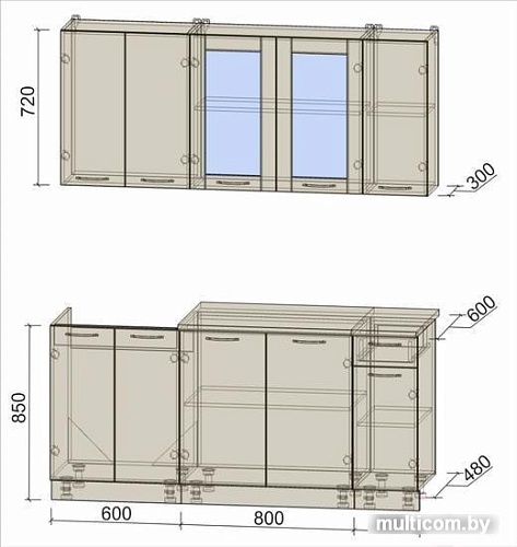 Кухня Интерлиния Мила 17-60 (антрацит/серебро)