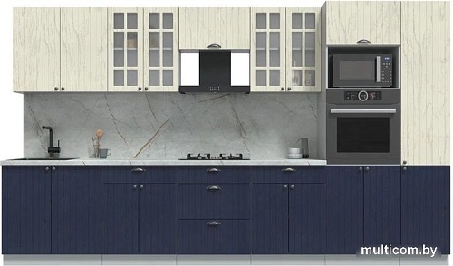 Готовая кухня Интерлиния Берес 3.6В (дуб снежный/дуб королевский/серый каспий)