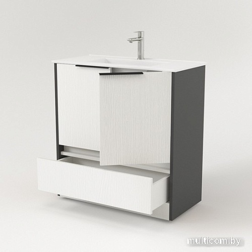 Дабер Тумба под умывальник 017 WeltWasser Deilbach 7517-80 Т17.8W.0.20Ч (белый древесный/серый/ручка черная)