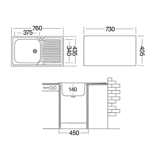 Кухонная мойка Ukinox Классика CLL760.435 GW6K 2L