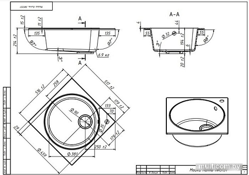 Кухонная мойка Belux Лиль ЛИ 5151 (белый кварц)