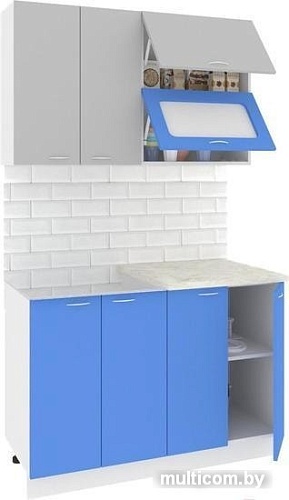 Кухня Кортекс-мебель Корнелия Мара 1.2м (серый/синий/королевский опал)