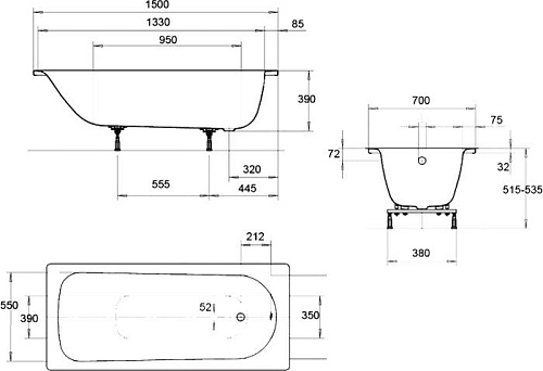 Ванна Eurowa 150x70