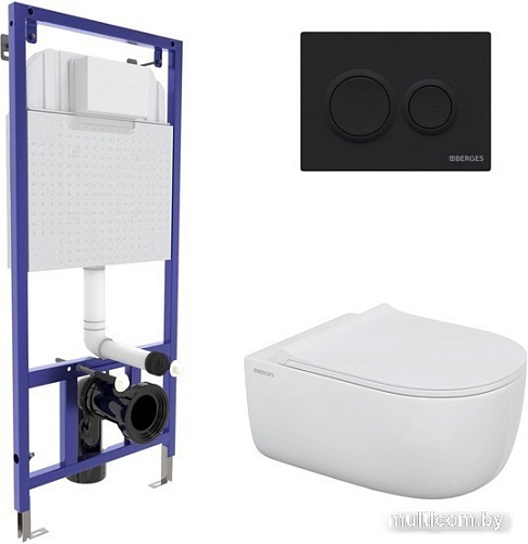 Унитаз подвесной Berges Wasserhaus Ego XL Rimless + Okus Slim SO + Novum525 + O5 043303