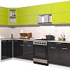 Угловая кухня Интерлиния Мила Gloss 60-12x30 (яблоко/черный глянец)
