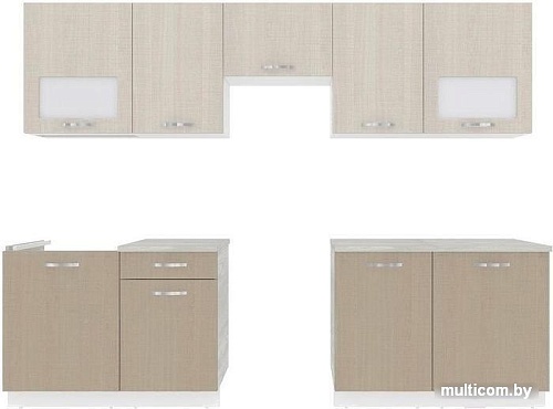 Кухня ВерсоМебель Эко-5 2.7 (крослайн латте/крослайн карамель)