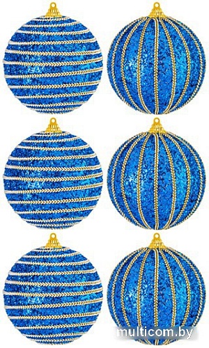 Елочная игрушка Elan Gallery Полоски 970099 (6 шт, синий)