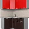 Угловая кухня Интерлиния Мила Лайт 1.2x1.5 (красный/дуб венге)