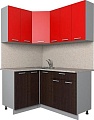Угловая кухня Интерлиния Мила Лайт 1.2x1.5 (красный/дуб венге)