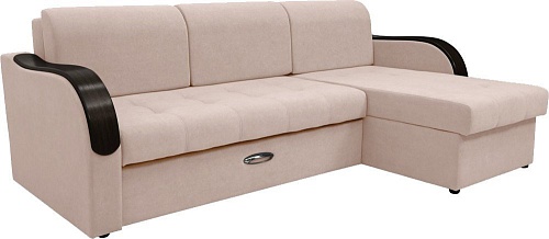 Диван Сириус Лидер-1 c оттоманкой НПБ 260x165 (Eva 01 велюр белый)