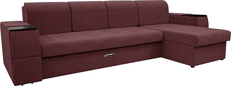 Сириус Лидер-13 с оттоманкой НПБ 330x165 (Eva 15 велюр темно-бордовый)