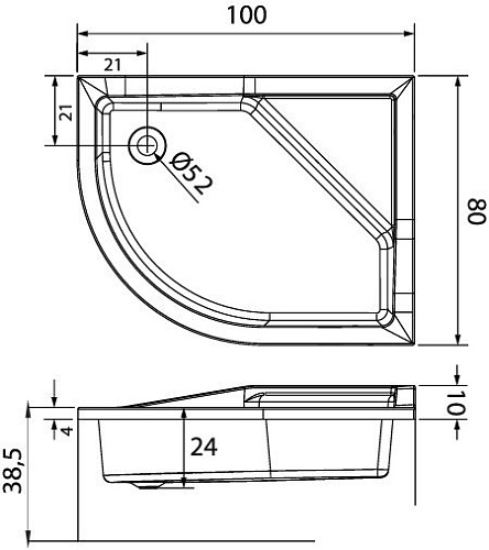 Душевой поддон NEW TRENDY Maxima 100x80 B-0368/P