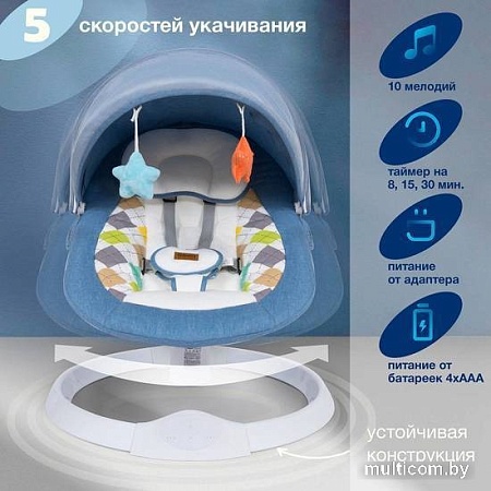 Шезлонг Nuovita Attento А1 (голубой/белый)