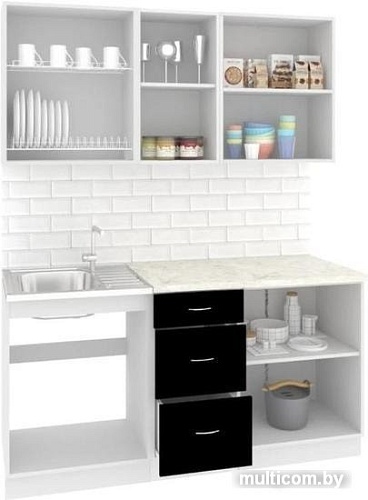 Кухня Кортекс-мебель Корнелия Мара 1.6м (красный/черный/королевский опал)