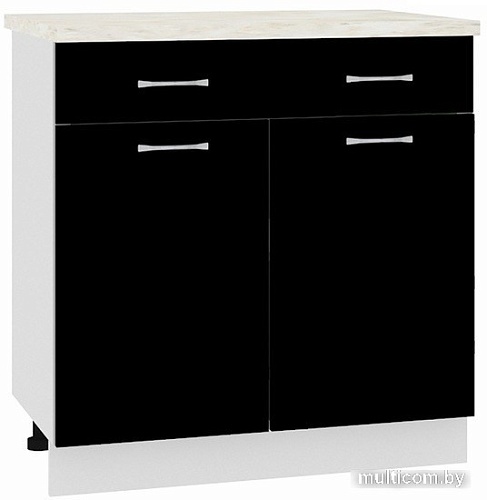 Шкаф напольный Кортекс-мебель Корнелия Мара НШ80р1ш (черный-марсель)