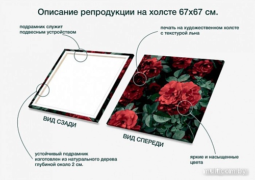 Картина Stamprint Красные розы АT040 (67x67)