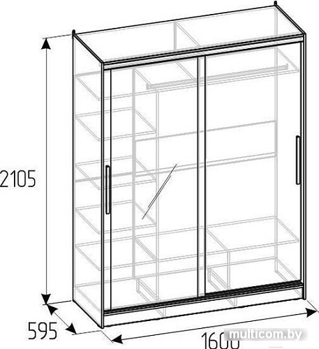 Шкаф-купе Глазов Strike 1600 ЛДСП с зеркалом (дуб сонома)