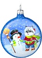 Елочная игрушка Грай Медальон Енотик со снеговиком Ф-106