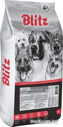 Сухой корм для собак Blitz Sensitive Adult All Breeds Light 15 кг
