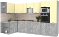 Готовая кухня Интерлиния Мила Лайт 1.68x3.4 левая (ваниль/бетон/травертин)