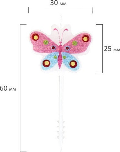 Набор свечей для торта Золотая сказка Бабочки, божьи коровки 591463 (5 шт)