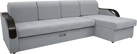 Сириус Лидер-6 с оттоманкой ППУ 300x165 (Eva 09 велюр светло-серый)