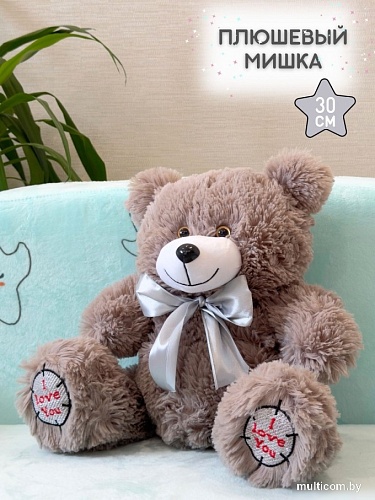 Классическая игрушка Sun&Rain Медведь Тед 30см (дымчатый)