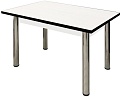 Кухонный стол Solt СТД-11 с обвязкой (белый/кромка черная/ноги хром)