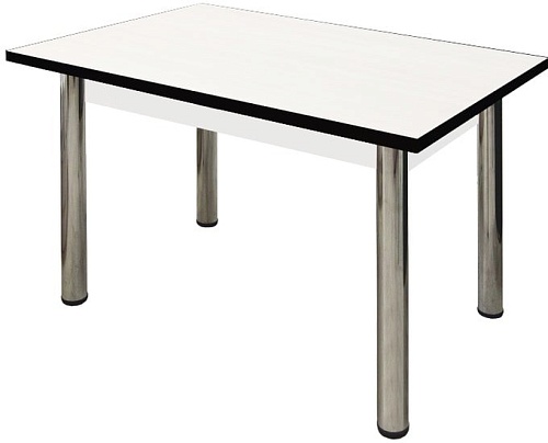 Кухонный стол Solt СТД-11 с обвязкой (белый/кромка черная/ноги хром)