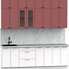 Готовая кухня Интермебель Лион-8 В-1 2.4м (красная глазурь софт/белый софт/лунный камень)