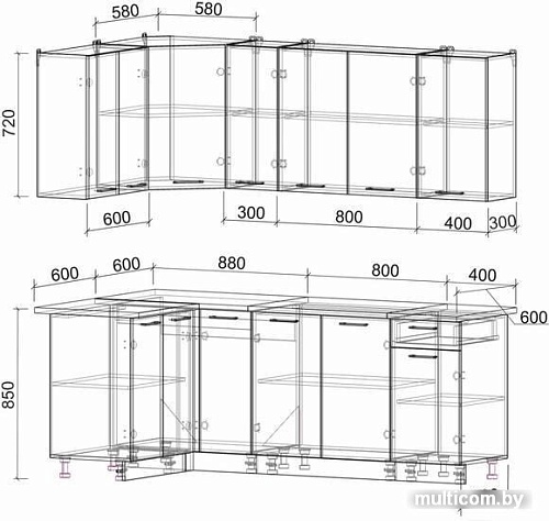 Угловая кухня Интерлиния Мила Лайт 1.2x2.1 (салатовый/дуб венге)